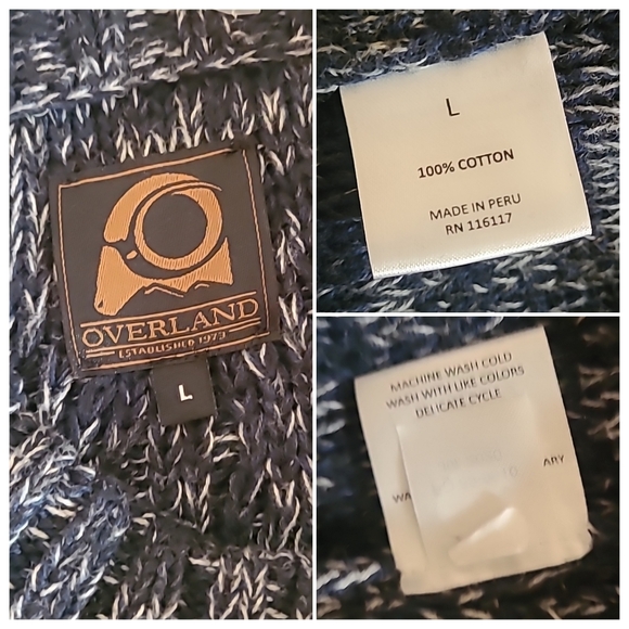 Overland | Midnight Blue Marl Fisherman Style Chunky Cable Knit Tunic Sweater Lg - Picture 7 of 8
